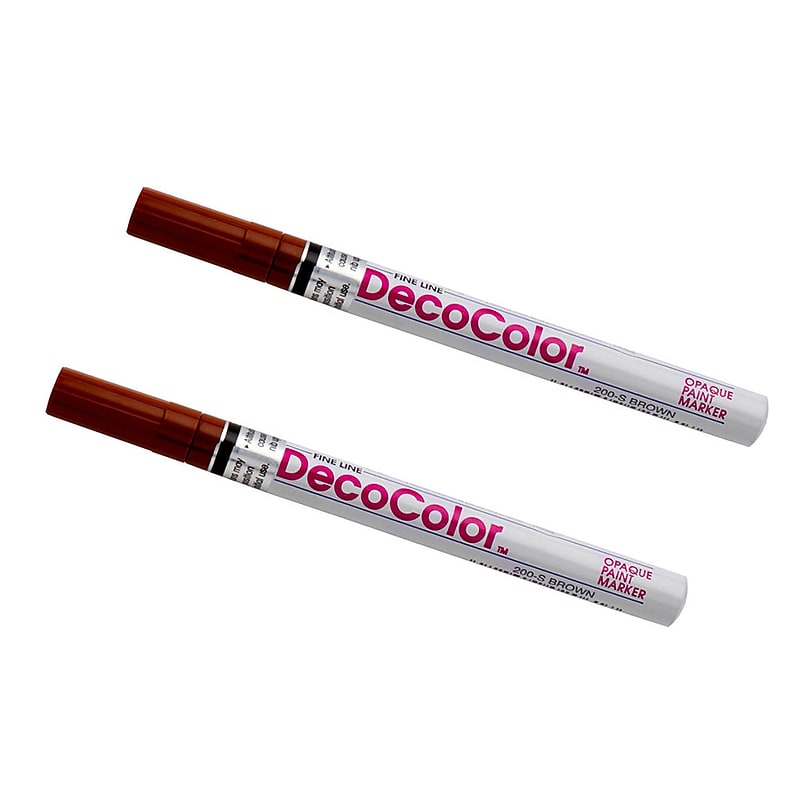 Marvy Uchida Opaque Paint Markers, Fine Tip, Brown, 2/Pack (7665890a) image 1