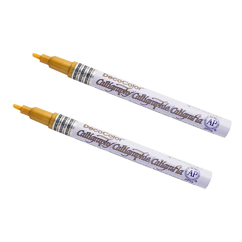 Marvy Uchida Calligraphy Opaque Paint Markers, Gold, 2/Pack (6514957a) image 1