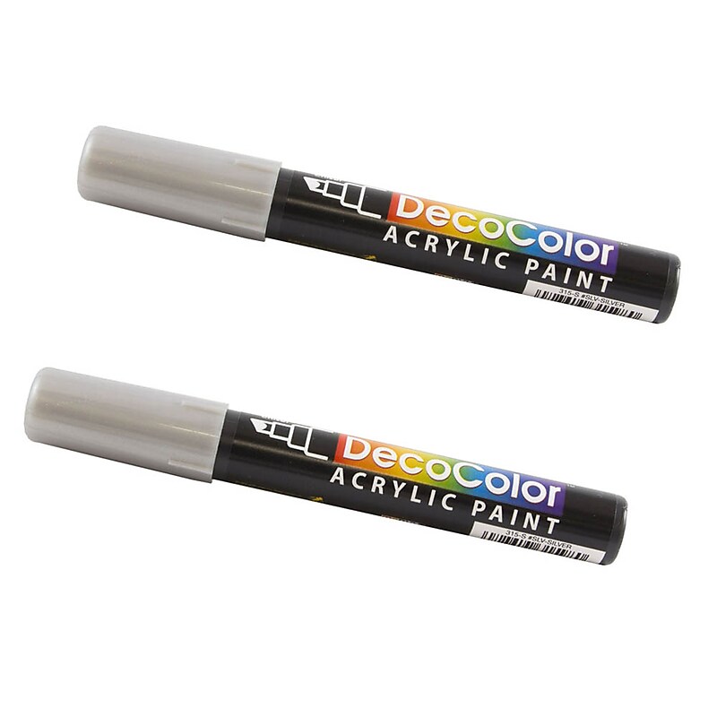 Marvy Uchida Acrylic Paint Markers, Chisel Tip, Silver, 2/Pack (526315SIa) image 1