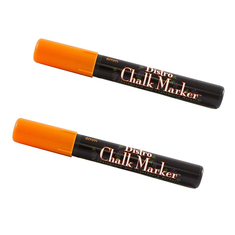 Marvy Uchida® Broad Point Erasable Chalk Markers, Orange, 2/Pack (526480ORa) image 1