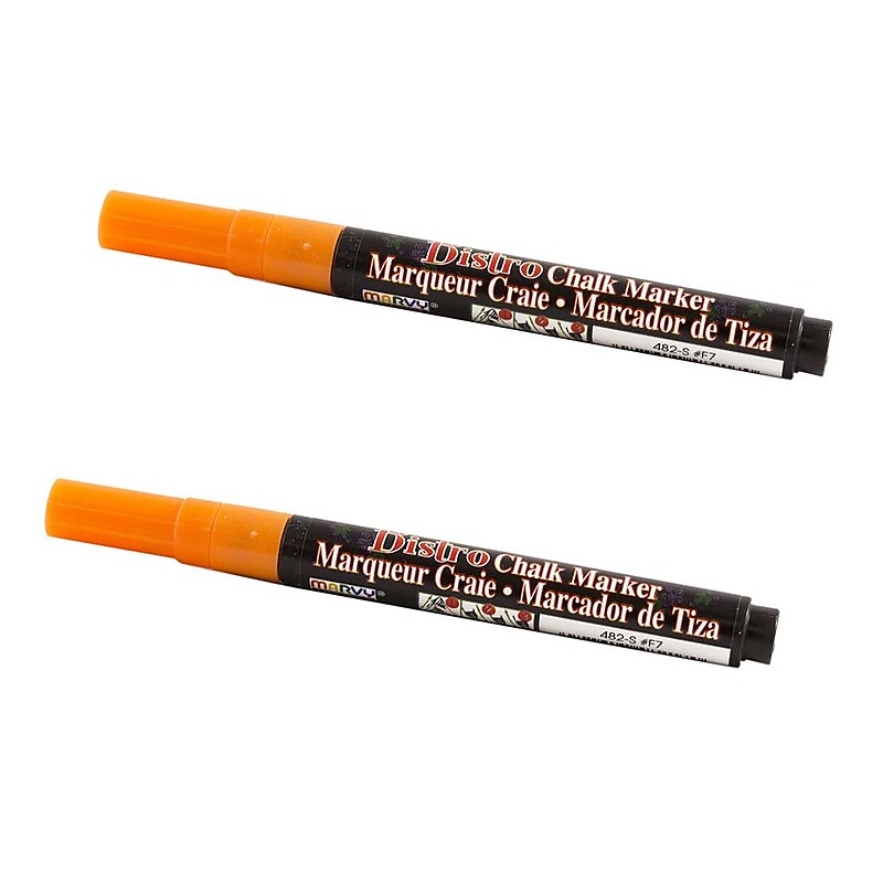 Marvy Uchida® Fine Point Erasable Chalk Markers, Orange, 2/Pack (526482ORa) image 1