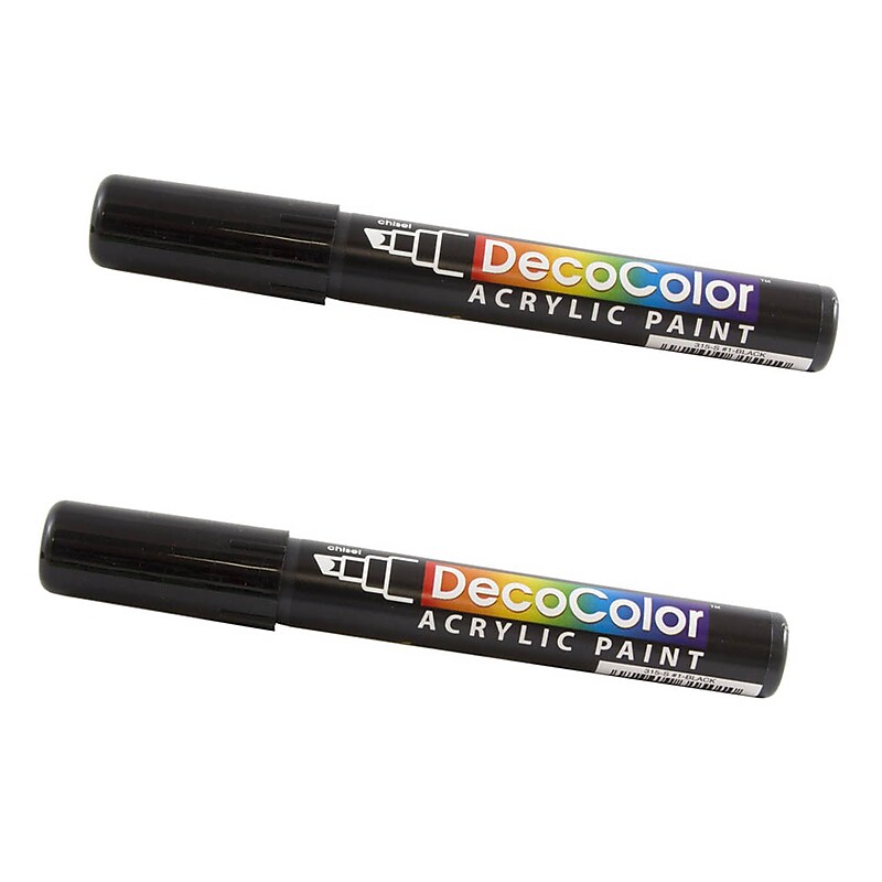 Marvy Uchida Acrylic Paint Markers, Chisel Tip, Black, 2/Pack (526315BAa) image 1