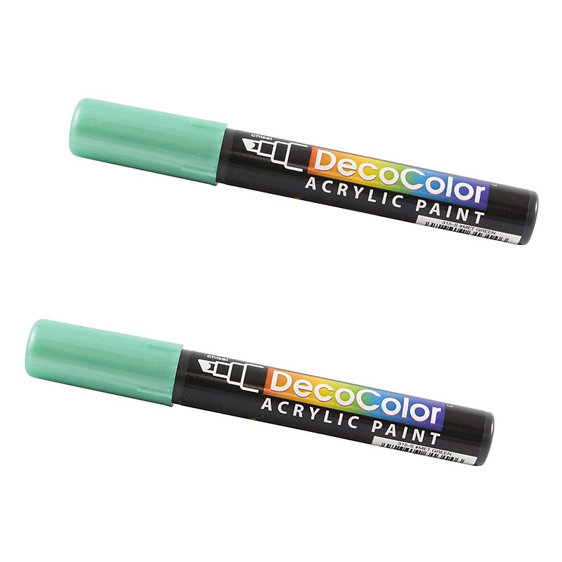 Marvy Uchida Acrylic Paint Markers, Chisel Tip, Metallic Green, 2/Pack (526315MGa) image 1
