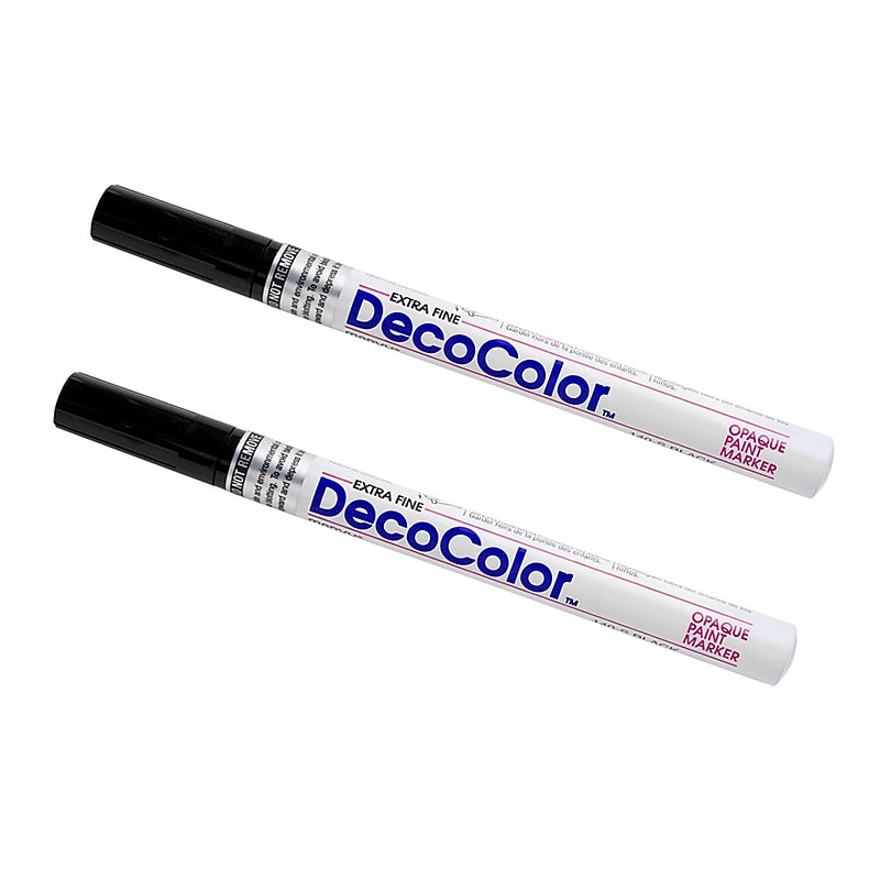 Marvy Uchida Opaque Paint Markers, Extra Fine Tip, Black, 2/Pack (7665886a) image 1