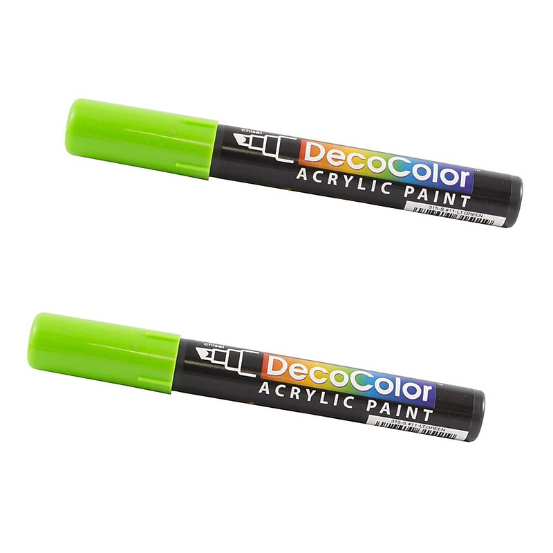 Marvy Uchida Acrylic Paint Markers, Chisel Tip, Light Green, 2/Pack (526315LGa) image 1