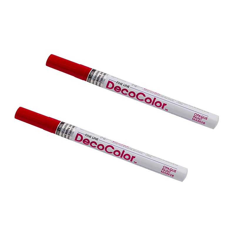 Marvy Uchida Opaque Paint Markers, Fine Tip, Red, 2/Pack (7665906a) image 1