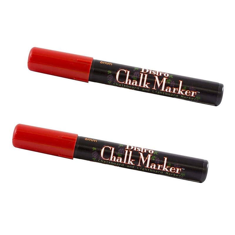 Marvy Uchida® Broad Point Erasable Chalk Markers, Red, 2/Pack (526480REa) image 1