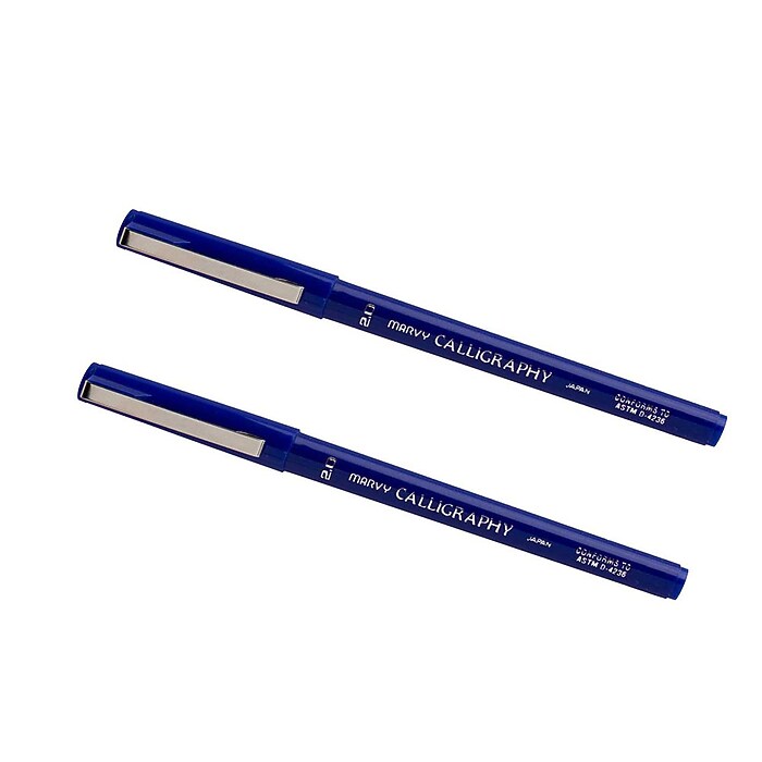 Marvy Uchida Calligraphy Pen Set, Ultra Fine, Blue Markers, 2/Pack