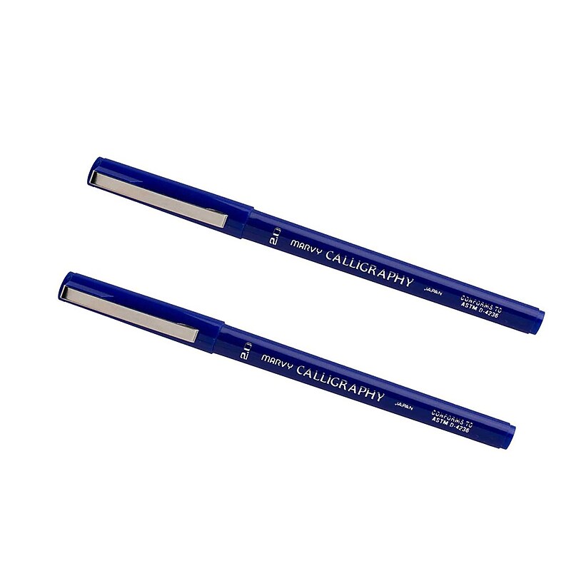 Marvy Uchida Calligraphy Pen Set, Ultra Fine, Blue Markers, 2/Pack (6504954a) image 1