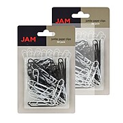 JAM Paper® Colored Jumbo Paper Clips, Large 2 Inch, Assorted Black/White Paperclips, 2 Packs of 60 (352333545a)