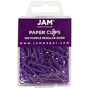 JAM Paper® Colored Standard Paper Clips, Small 1 Inch, Purple Paperclips, 2 Packs of 100 (2183753a)