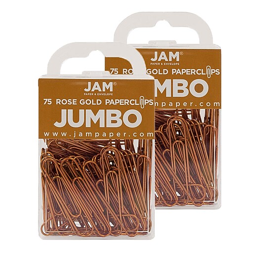 JAM Paper Jumbo Paper Clips, 2" Capacity, Rose Gold, 75 Clips/Pack, 2