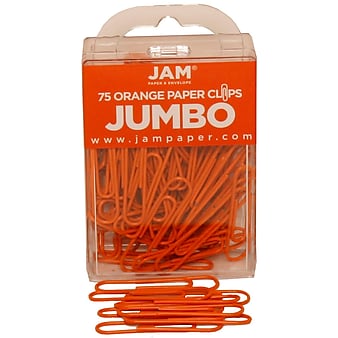 JAM Paper Large Paper Clips, Orange, 2/Pack (42186871a)