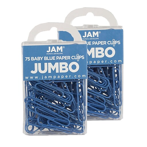JAM Paper® Colored Jumbo Paper Clips, Large 2 Inch, Baby Blue