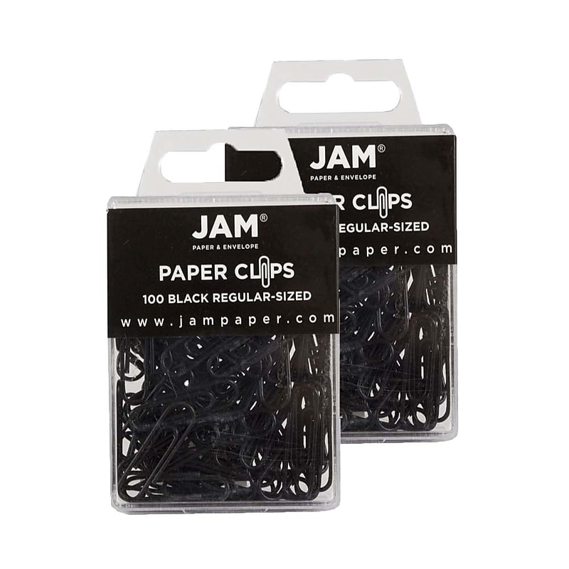 JAM Paper Paper Clips, 1" Capacity, Black, 100 Clips/Pack, 2/Pack (2183750a) image 1