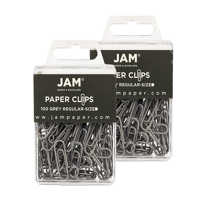 JAM Paper Paper Clips, 1" Capacity, Gray, 100 Clips/Pack, 2/Pack (21830626a) image 1