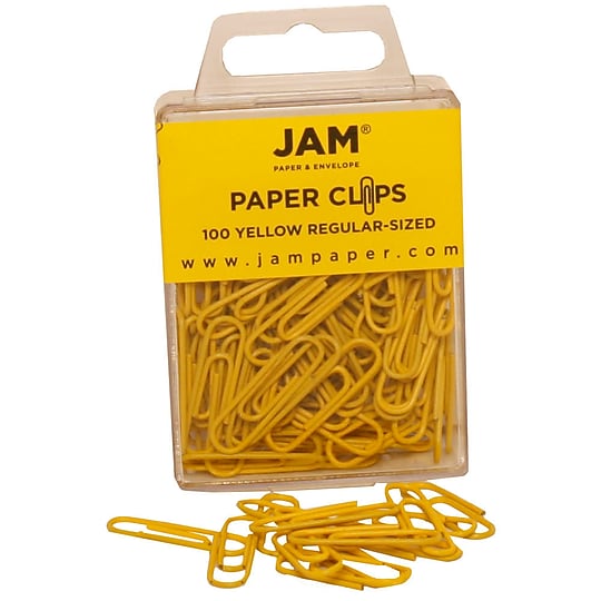 JAM Paper Paper Clips, 1" Capacity, Yellow, 100 Clips/Pack, 2/Pack (2183756a)~#|#~sp22235505_sc7