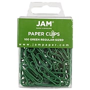 JAM Paper® Colored Standard Paper Clips, Small 1 Inch, Green Paperclips, 2 Packs of 100 (2183752a)