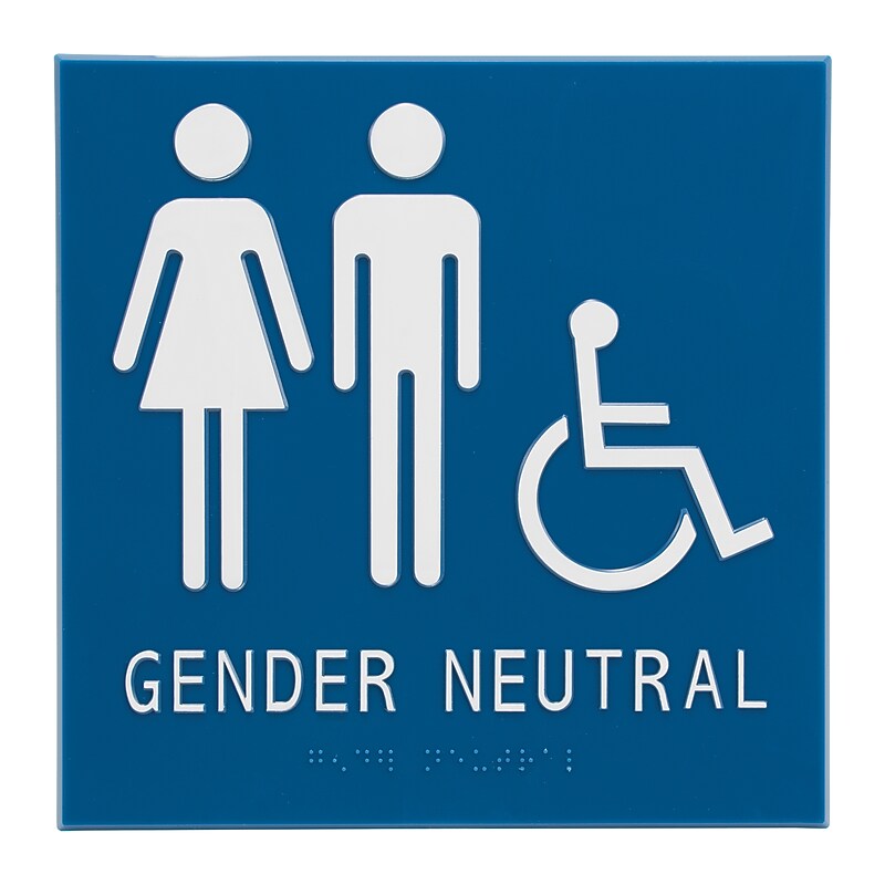 Gender Neutral ADA Restroom Sign, Man/Woman/Wheelchair image 1