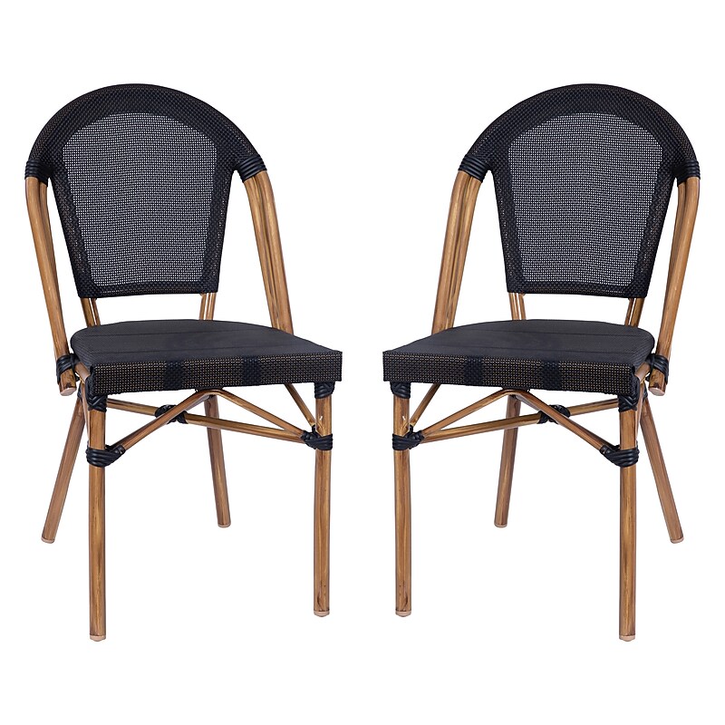 Flash Furniture Marseille French Bistro Stacking Chair, Black / Natural Frame, 2/Pack (2SDA642107BKNAT) image 1