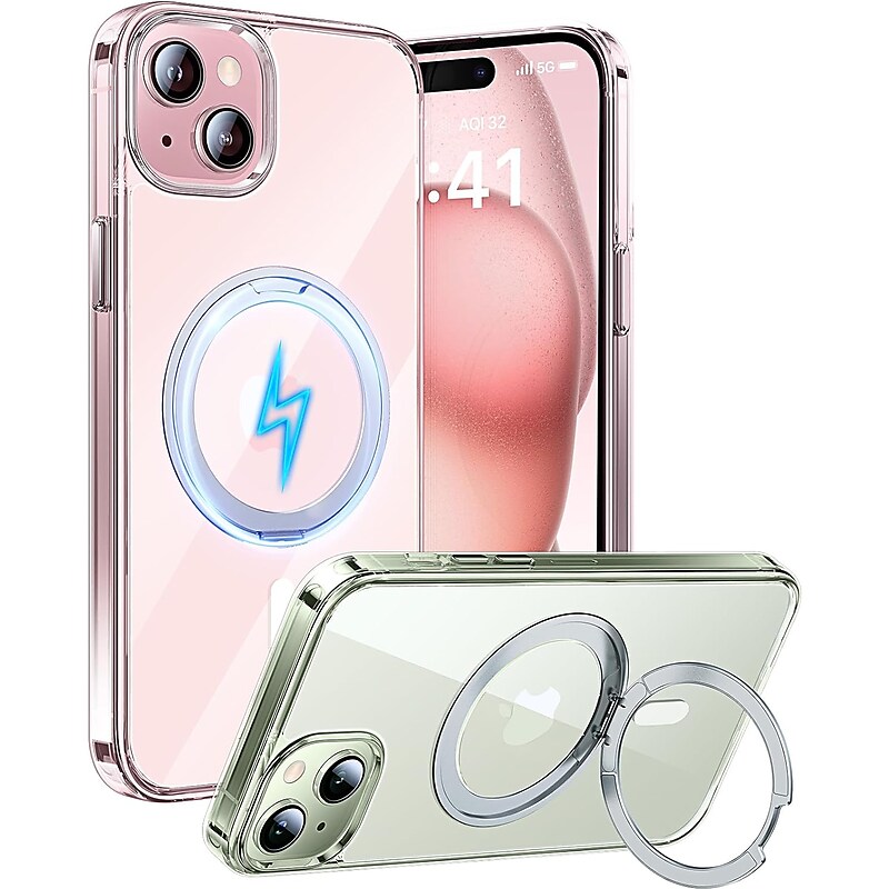 SaharaCase Hybrid-Flex Kickstand MagSafe Phone Case for iPhone 15 Plus, Shock Absorbing, Clear (CP00451) image 1
