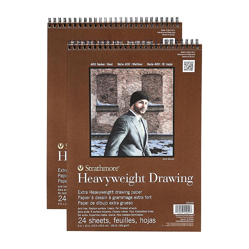 Strathmore 400 Series Heavyweight Drawing Paper, 9 in. x 12 in. Pad of 24 Sheets, 2/Pack (PK2-400-209-1) image 1