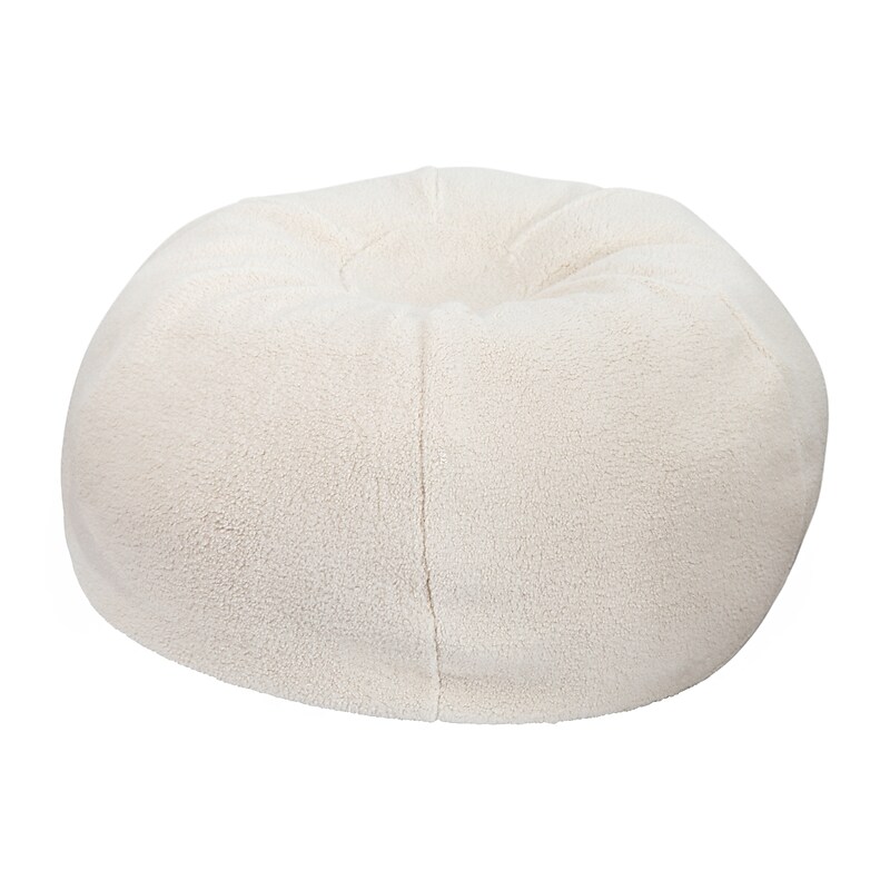 Flash Furniture Duncan Sherpa Refillable Bean Bag Chair, Natural (DGBEANLGSHRPNAT) image 1