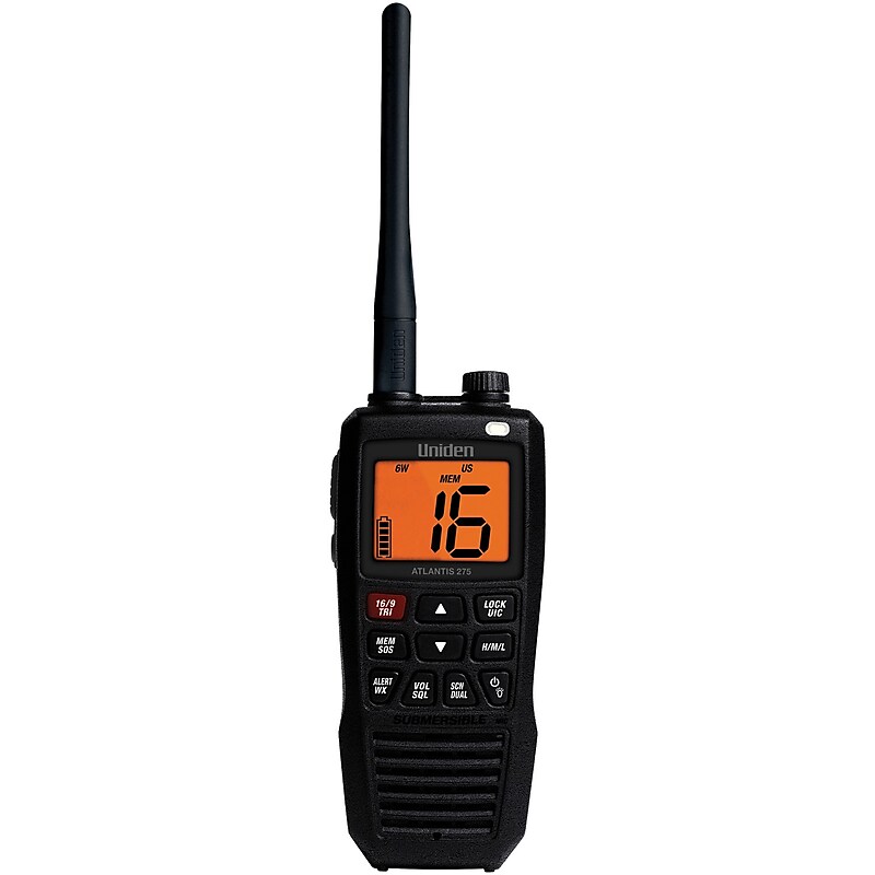 Uniden Atlantis 275 Floating Handheld 2-Way VHF Marine Radio, Black (ATLANTIS 275) image 1