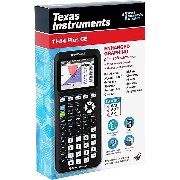 Texas Instruments TI-84 Plus CE Graphing Calculator, Black (84PLCE