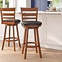 Flash Furniture Zerrick Classic Leathersoft and Wood Ladder Back Barstool, Black/Antique Oak (ESUN329OAK)~#|#~sp223396260_sc7