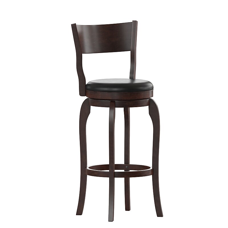 Flash Furniture Nichola Classic Leathersoft and Wood Open Back Barstool, Espresso/Black (ESNT229ESP) image 1