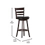 Flash Furniture Zerrick Classic Leathersoft and Wood Ladder Back Barstool, Black/Espresso (ESUN329ESP)~#|#~sp223396361_sc7