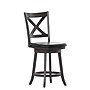 Flash Furniture Felicity Classic Leathersoft and Wood Cross Back Counter Height Barstool, Gray Wash Walnut (ESUN124GY)~#|#~sp223396369_sc7