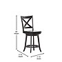 Flash Furniture Felicity Classic Leathersoft and Wood Cross Back Counter Height Barstool, Gray Wash Walnut (ESUN124GY)~#|#~sp223396375_sc7