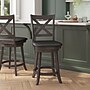 Flash Furniture Felicity Classic Leathersoft and Wood Cross Back Counter Height Barstool, Gray Wash Walnut (ESUN124GY)~#|#~sp223396380_sc7