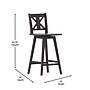 Flash Furniture Gwendolyn Rustic Solid Wood Designer Back Barstool, Gray Wash Walnut (ESG129GY)~#|#~sp223396401_sc7