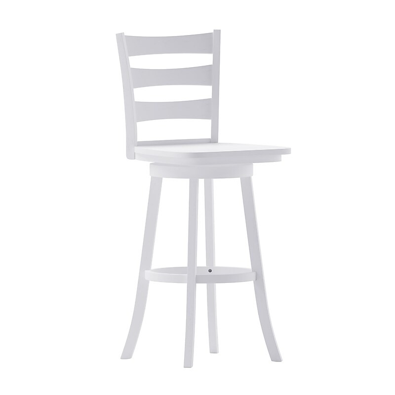 Flash Furniture Liesel Classic Solid Wood Ladder Back Barstool, Antique White Wash (ESUN31WS29WH) image 1