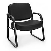 OFM Big and Tall Guest and Reception Chair with Arms, Vinyl, Black (407-VAM-606)