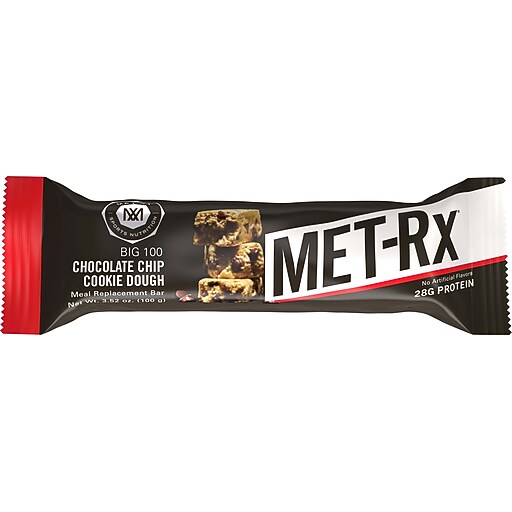 METRx Protein Bars Big 100 Chocolate Chip Cookie Dough, Pack of 9, 3.