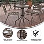 Flash Furniture Lila Glass Top Metal Table with 2 Stack Chairs, 23.75'' Round Bronze (TLH071RD017CBZ2)~#|#~sp223899056_sc7