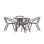 Flash Furniture Lila Glass Top Metal Table with 4 Stack Chairs, 31.5'' Round Bronze (TLH072RD017CBZ4)~#|#~sp223899139_sc7
