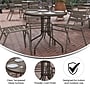 Flash Furniture Lila Glass Top Metal Table with 4 Stack Chairs, 31.5'' Round Bronze (TLH072RD017CBZ4)~#|#~sp223899146_sc7