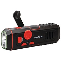 LifeGear Stormproof LED Crank Flashlight & Radio, Black/Red (LG38