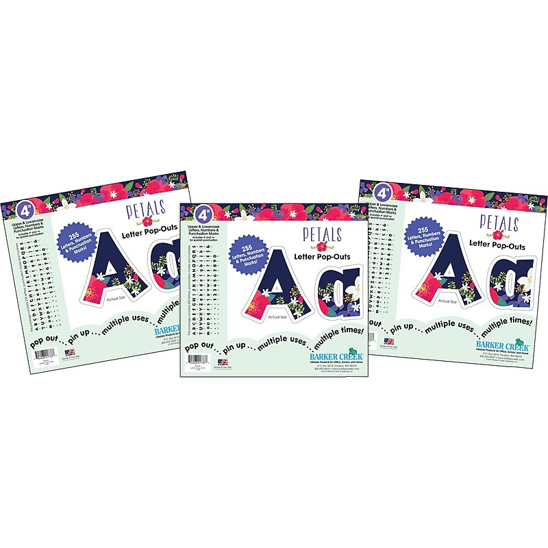 Barker Creek Petals & Prickles  4" Letters and Numbers, Multicolored, 765/Pack (4318) image 1
