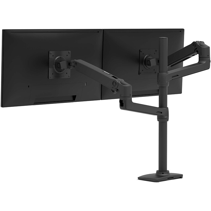 Ergotron LX Adjustable Dual Stacking Arm Tall Pole Desk Mount, 40" Screen Support, Matte Black (45509224) image 1