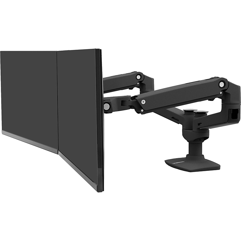 Ergotron LX Adjustable Dual Side-by-Side Mounting Arm, 27" Screen Support, Matte Black (45245224) image 1
