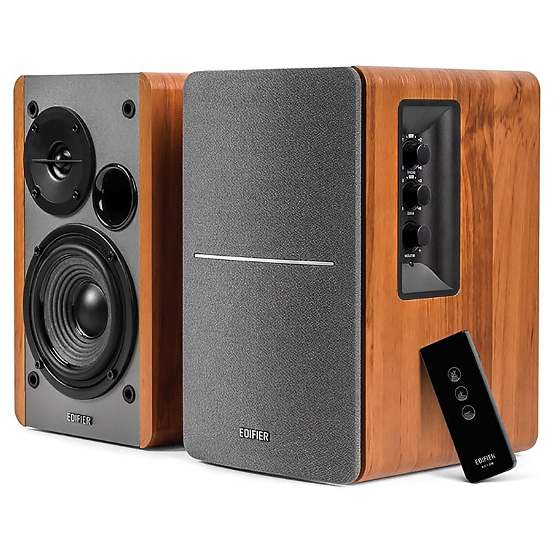 Edifier R1280T 42-Watt Continuous-Power Amplified Bookshelf Speakers, 2-Count, Black image 1
