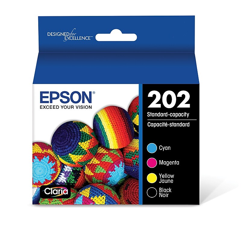 Epson T202 Black/Cyan/Magenta/Yellow Standard Yield Ink Cartridge, 4/Pack   (T202120-BCS) image 1