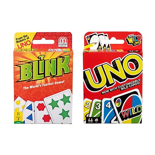 Mattel Game Set Blink Card Game The World's Fastest Game! and UNO Card
