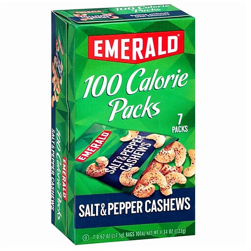 Emerald 100 Calorie Pack Salt and Pepper Cashews, 7 Bags/Pack (SNY33725